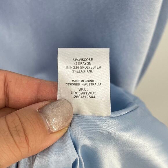 Meshki Light Blue Satin Maxi Dress - Picture 14 of 14